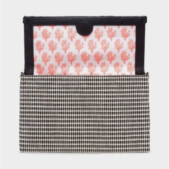Stella & Dot Handbags - Stella & Dot City Slim Clutch-Crosshatch Raffia Black/White Brand